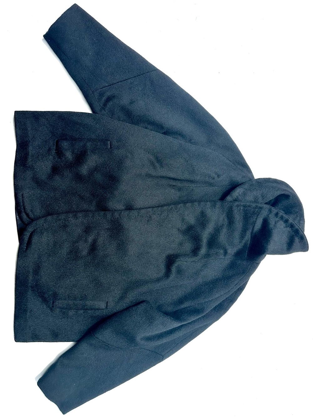 Vintage Cashmere Minimalist Women's Black Short Coat Jacket, Shawl Collar, S-M-L - Picture 2 of 16